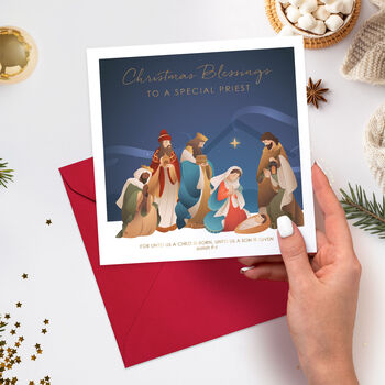 Nativity Priest Christmas Card, 3 of 4