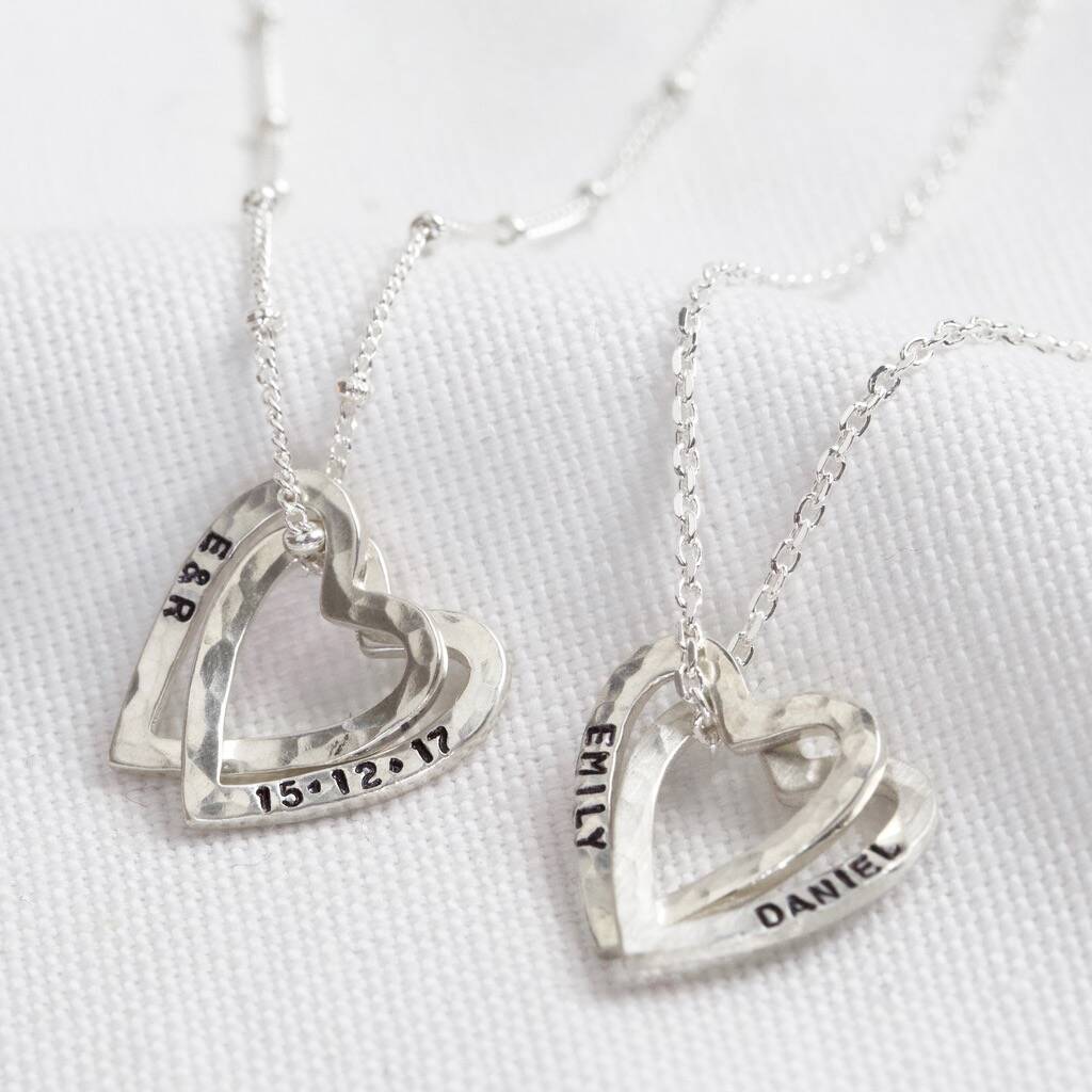 personalised-hammered-interlocking-hearts-necklace-by-lisa-angel
