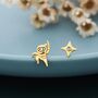 Sterling Silver Mismatched Ninja And Ninja Shuriken Star Stud Earrings, thumbnail 5 of 12