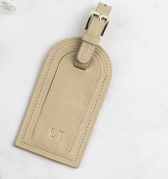 Personalised Luggage Tag Black Or Nude Leather, 12 of 12