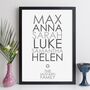 Personalised Family Names Print With Message Family Gift, thumbnail 7 of 12