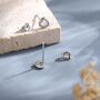 White Opal Heart Screw Back / Flat Back / Stud Earrings In Sterling Silver, thumbnail 3 of 12