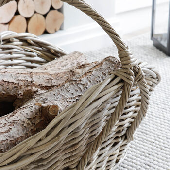 Rattan Log Basket With Handle, 2 of 3