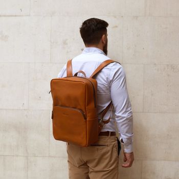 Personalised Leather Laptop Backpack Unisex ' Porter ', 5 of 11