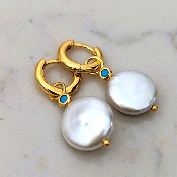 Baroque Pearl And Turquoise Drop Earrings, 5 of 7
