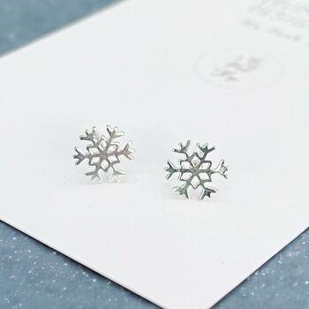 Let It Snow Sterling Silver Snowflake Stud Earrings, 2 of 5