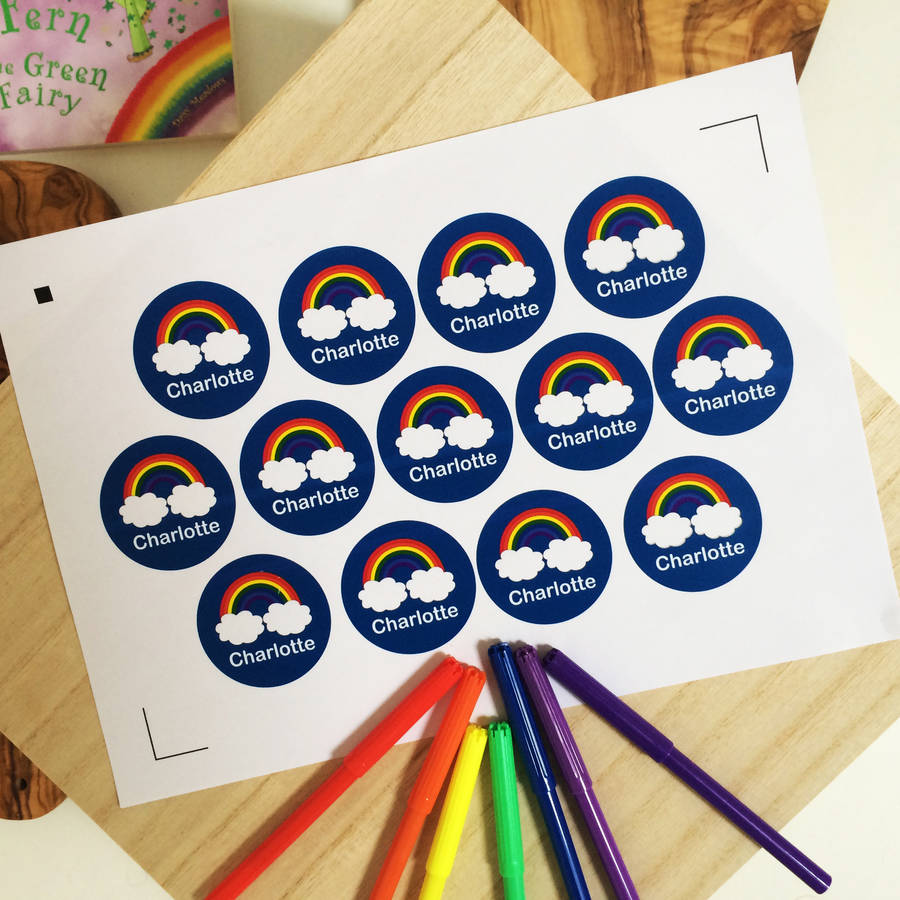 personalised children's rainbow stickers by perfect personalised gifts