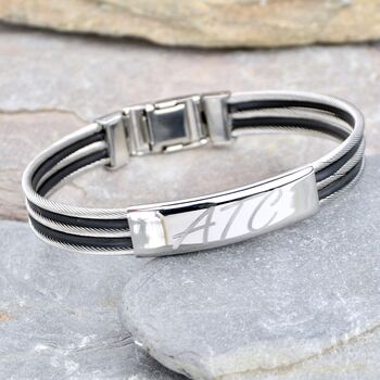 Men's Personalised Black And Silver Wire Bracelet, 2 of 6