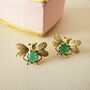 Gold Plated Honey Bee Earrings With Coloured Stone, thumbnail 5 of 10