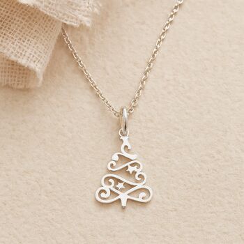 Sterling Silver Christmas Tree Pendant Necklace, 3 of 9