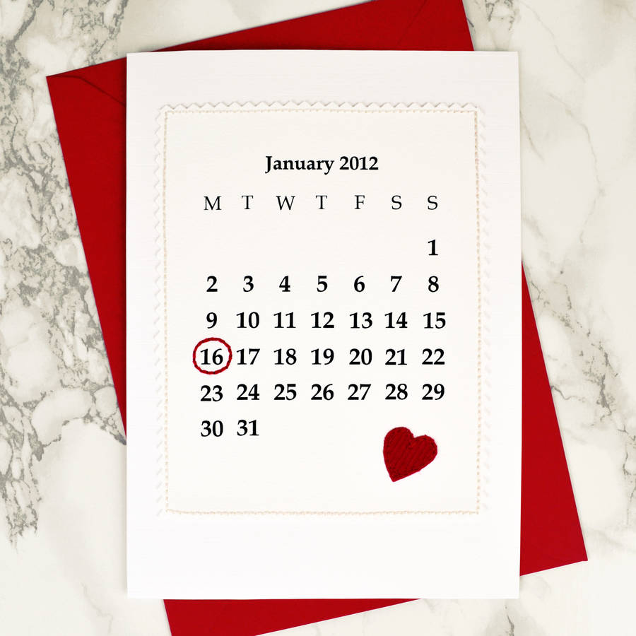 #39 Calendar #39 Personalised Date Anniversary Card By Jenny Arnott Cards Gifts