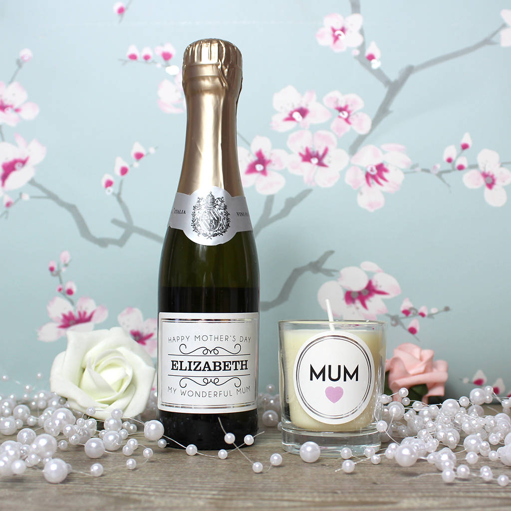 Personalised Mini Prosecco And Candle *Mum* Gift Set By Intervino