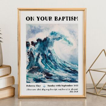 Personalised Baptism Waves Print Baptism Gift, 4 of 5