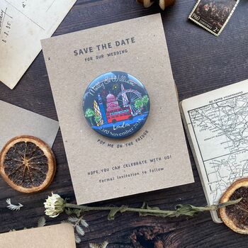London Skyline Illustration Magnet Wedding Save The Date, 8 of 8