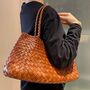 Hand Weaving Leather Bag Tote, thumbnail 1 of 12