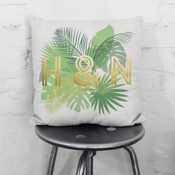 Personalised Foil Palm Leaf Cushion Gift For Her Home, 3 of 3