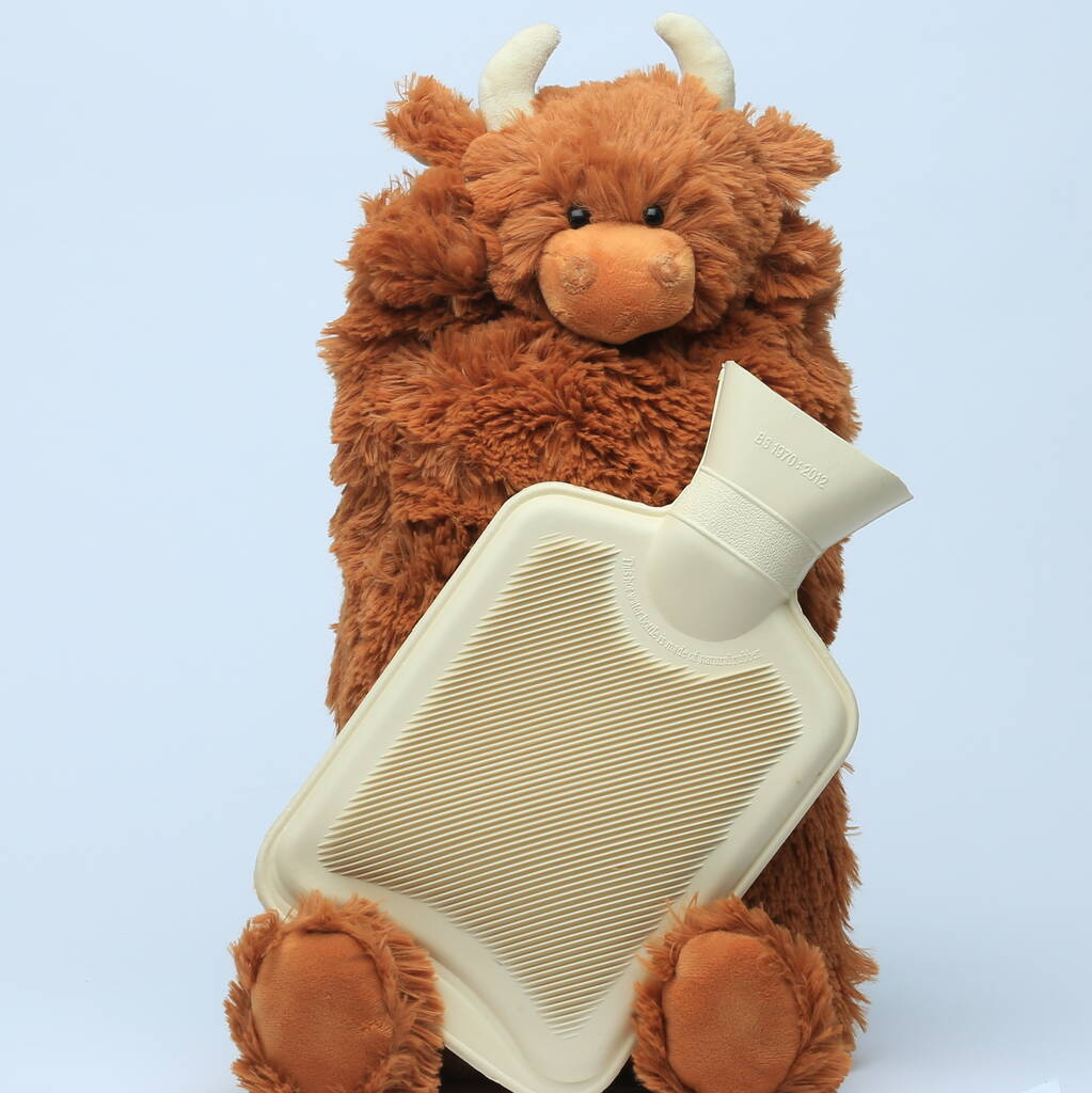 Brown Highland Cow Hot Water Bottle Inc, 1 of 8