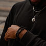 Men's 8mm Black Onyx Matte Beaded Bracelet Silver Bead, thumbnail 6 of 9