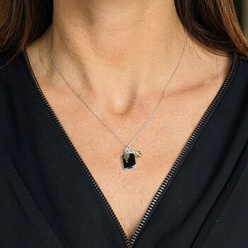 'The Trio' Black Onyx Sterling Silver Necklace, 5 of 10