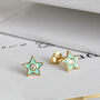 Enamel Star Stud Earrings With Crystal, thumbnail 1 of 6