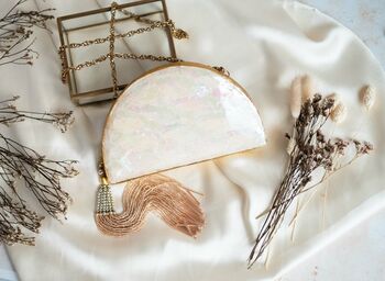 Aleena Mother Of Pearl Clutch With Tassels, 3 of 3