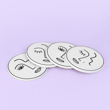 G Decor Set Of Four Abstract Face Coasters, 3 of 7