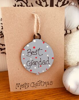 Personalised Grandad Christmas Card Bauble Decoration, 2 of 2
