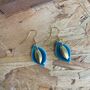 Ceramic Turquoise Leaf Dangle Earring Gold Plated, thumbnail 2 of 4