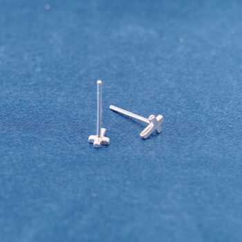 Tiny Minimalistic Cross Stud Earrings, Silver Cross Earrings, Small Studs, 6 of 7