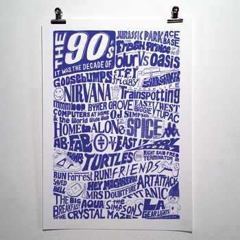 The Nineties 1990’s Decade Typography Print, 3 of 11