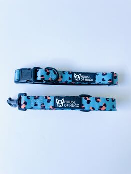 Blue Animal Print Dog Puppy Collar And Lead Set, 6 of 9