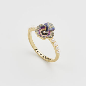 Gold Pansy And Pearl Ring, 2 of 8