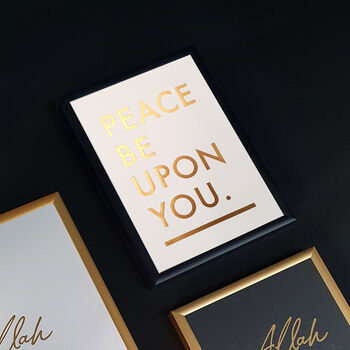 Peace Be Upon You Gold Letter Press Print, 3 of 7
