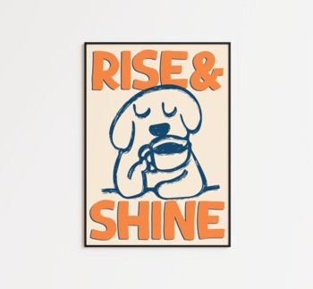 Rise And Shine Retro Print Kitchen Poster Bedroom Art Hand Drawn, 10 of 11