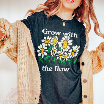'Grow With The Flow' Retro Flowers Tshirt, 3 of 5