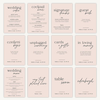 Signature Drinks Wedding Sign A4 Sign Blush Script, 3 of 5
