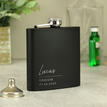 Personalised Wedding Hip Flask With Gift Box, 8 of 10