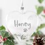 Personalised In Memory Pet Heart Christmas Bauble, thumbnail 1 of 3