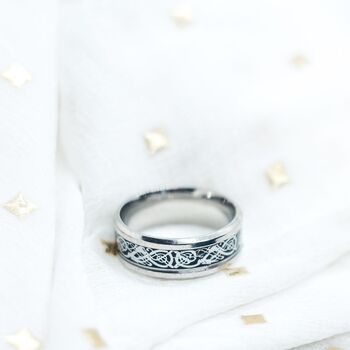 8mm Tungsten Unisex Steel Cuff Band Silver Plated Ring, 2 of 8