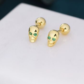 Sterling Silver Extra Tiny Skull Internally Threaded Flat Back/Stud/Screw Back Earrings, 4 of 12