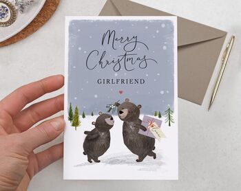 Cute Brown Bear Christmas Card For Girlfriend, 3 of 4