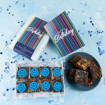'Happy Birthday Stripes' Luxury Brownie Gift Box, 3 of 3