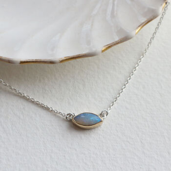 Opal Marquise Necklace In 9ct Gold And Sterling Silver, 2 of 6
