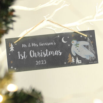 Personalised The Snowman Magical Adventure Hanging Slate Plaque, 3 of 5