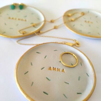 Personalised Handmade Green And Gold Ring Dish, 8 of 12