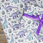 Dinosaur Wrapping Paper Roll Blue Dino Gift, thumbnail 2 of 3