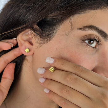 Citrine Moissanite Crystal Sterling Silver Earrings, 3 of 6