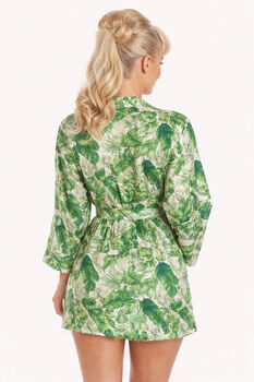 Fern Print Satin Wrap Dressing Gown, 4 of 6