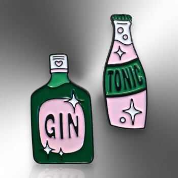 Gin And Tonic Enamel Lapel Pin, Set Of Two Badges, Birthday, Christmas Gift For Women, Gift For Gin Lovers, Alcohol Gifts, 3 of 8