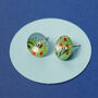 Colourful Green Graphic Silver Earing Studs, thumbnail 4 of 12